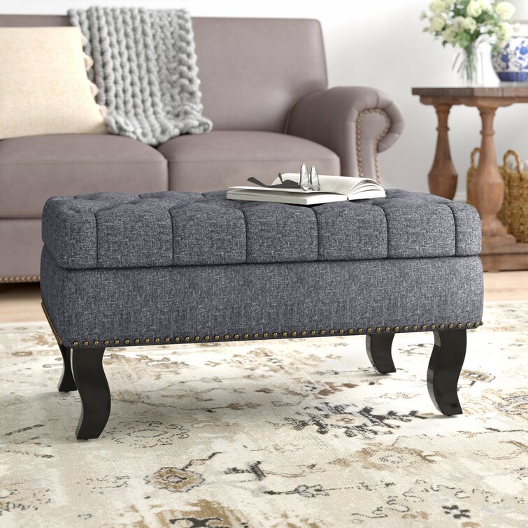 Grey tufted ottoman on sale with storage